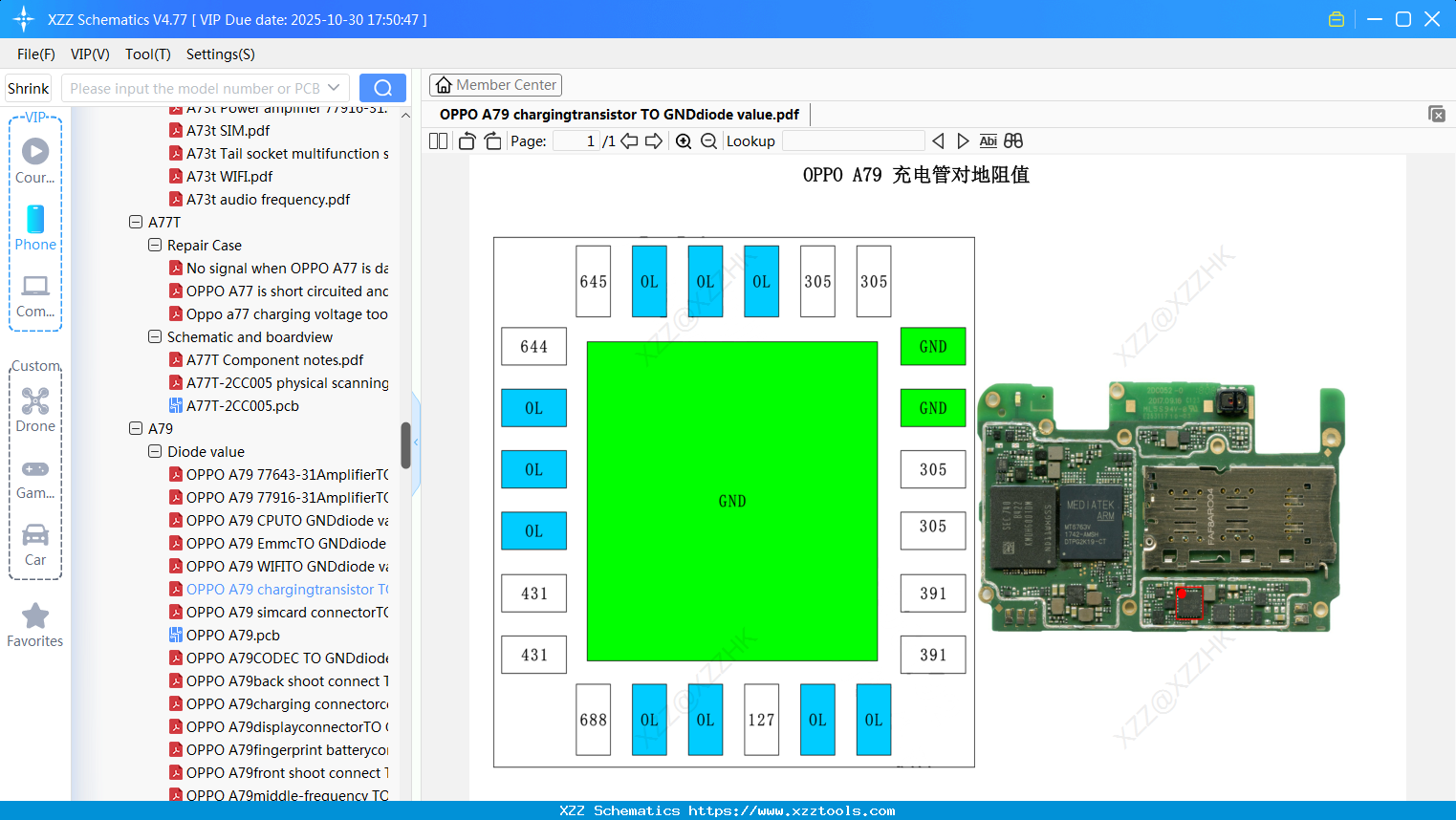 OPPO A79 Chargingtransistor TO GNDdiode Value